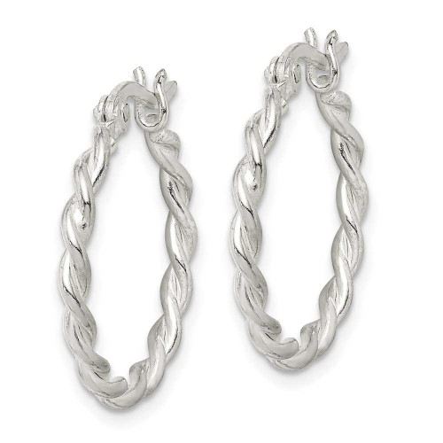 Image of 21mm Sterling Silver Twisted Hoop Earrings QE3790