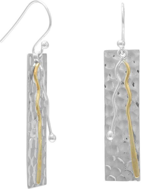 Image of Sterling Silver Two Toned Bar Drop Earrings