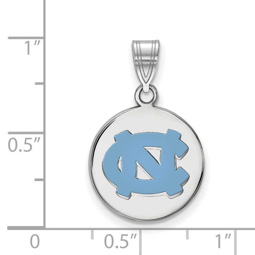 Image of Sterling Silver U of North Carolina Medium Enamel Disc Pendant by LogoArt