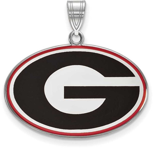 Image of Sterling Silver University of Georgia Large Enamel Pendant by LogoArt