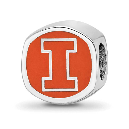 Image of Sterling Silver University Of Illinois Cushion Shaped Enameled LogoArt Bead