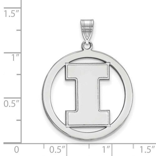 Image of Sterling Silver University of Illinois L Pendant in Circle by LogoArt