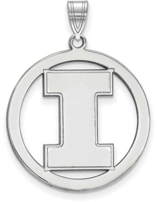 Image of Sterling Silver University of Illinois L Pendant in Circle by LogoArt