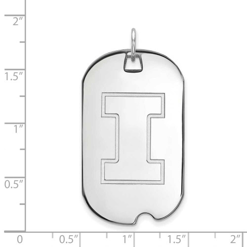 Image of Sterling Silver University of Illinois Large Dog Tag by LogoArt