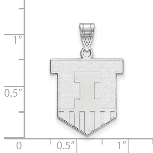 Image of Sterling Silver University of Illinois Large Pendant by LogoArt (SS046UIL)