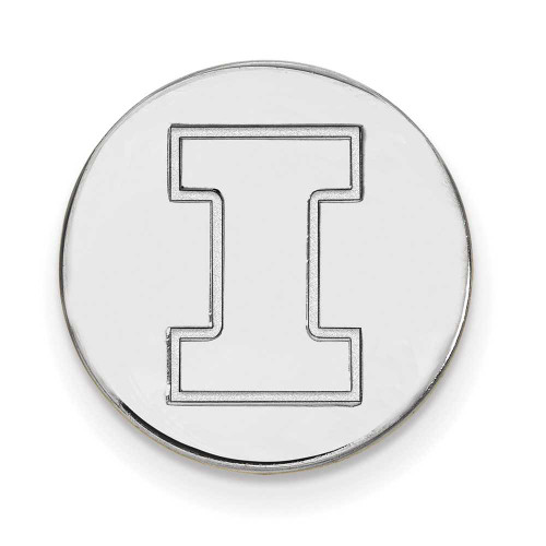 Image of Sterling Silver University of Illinois Leather Oval Key Chain LogoArt SS013UILK1