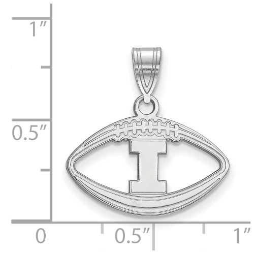 Image of Sterling Silver University of Illinois Pendant in Football by LogoArt