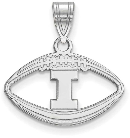 Image of Sterling Silver University of Illinois Pendant in Football by LogoArt