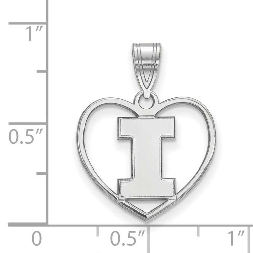 Image of Sterling Silver University of Illinois Pendant in Heart by LogoArt