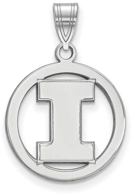 Image of Sterling Silver University of Illinois Small Pendant in Circle by LogoArt