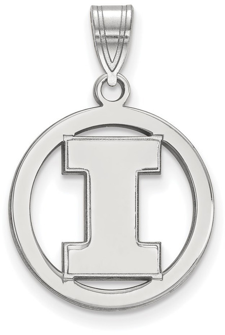 Sterling Silver University of Illinois Small Pendant in Circle by LogoArt