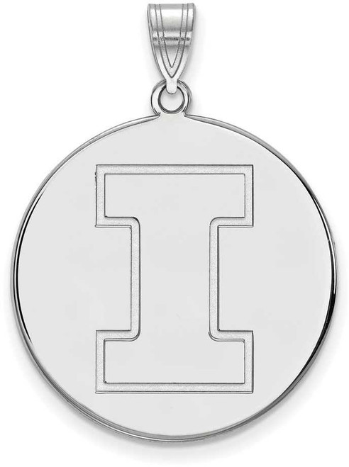Image of Sterling Silver University of Illinois XL Disc Pendant by LogoArt