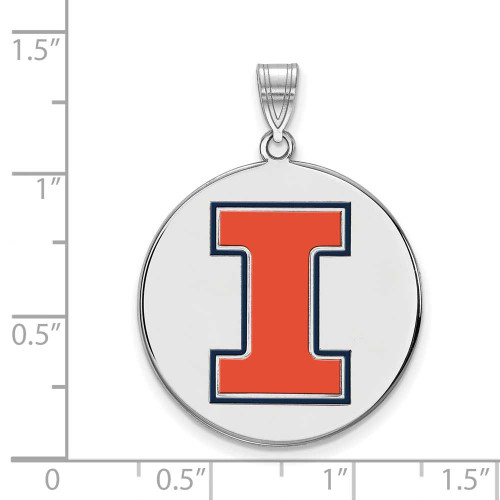 Image of Sterling Silver University of Illinois XL Enamel Pendant by LogoArt