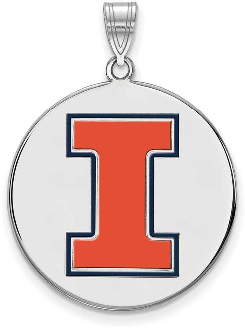 Image of Sterling Silver University of Illinois XL Enamel Pendant by LogoArt