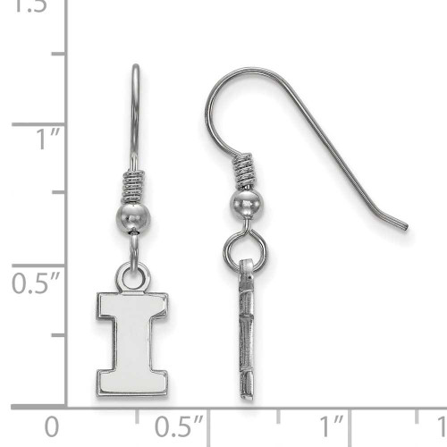 Image of Sterling Silver University of Illinois X-Small Dangle Earrings LogoArt SS006UIL