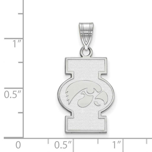 Image of Sterling Silver University of Iowa Large Pendant by LogoArt (SS075UIA)