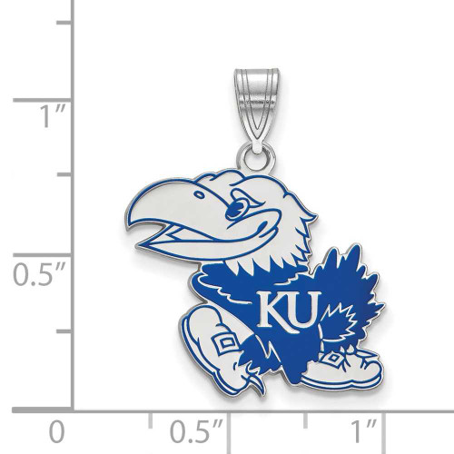 Image of Sterling Silver University of Kansas Large Enamel Pendant by LogoArt