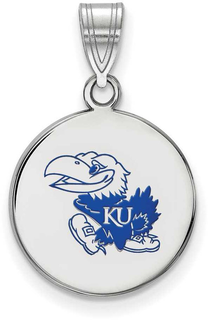 Image of Sterling Silver University of Kansas Medium Enamel Disc Pendant by LogoArt