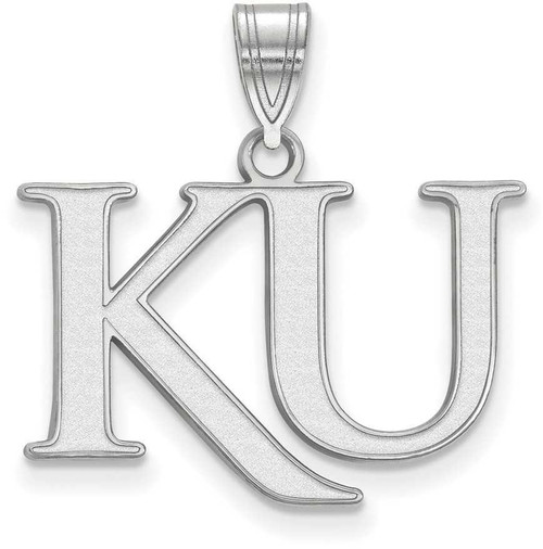 Image of Sterling Silver University of Kansas Medium Pendant by LogoArt (SS052UKS)