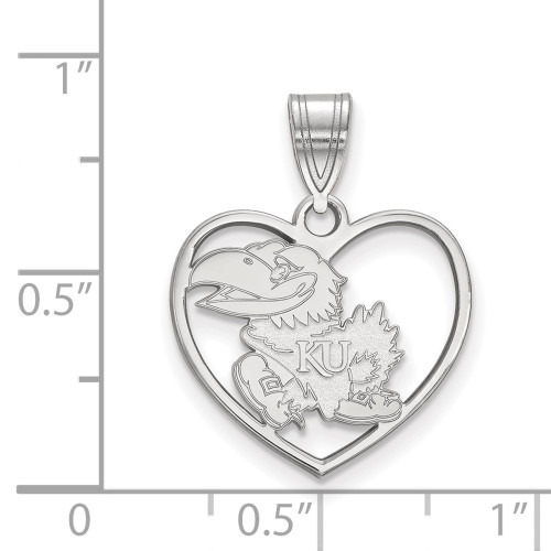 Sterling Silver University of Kansas Pendant in Heart by LogoArt