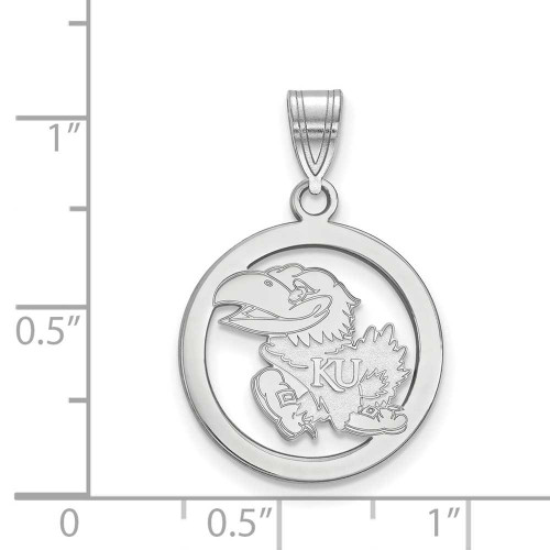 Image of Sterling Silver University of Kansas Small Pendant in Circle by LogoArt