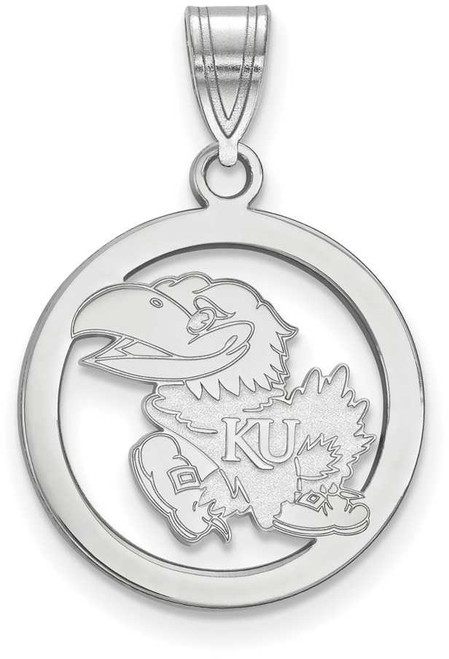 Image of Sterling Silver University of Kansas Small Pendant in Circle by LogoArt