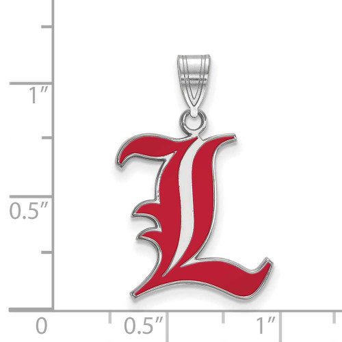 Image of Sterling Silver University of Louisville Large Enamel Pendant by LogoArt SS026UL