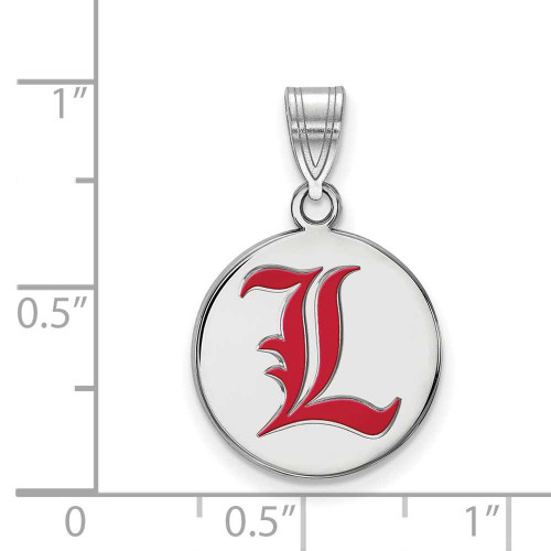 Image of Sterling Silver University of Louisville Medium Enamel Disc Pendant by LogoArt