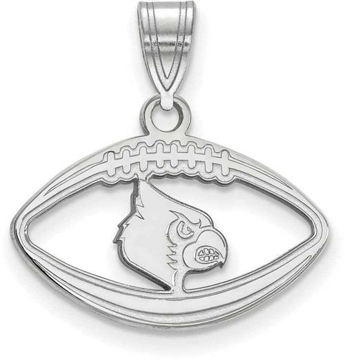 Image of Sterling Silver University of Louisville Pendant in Football by LogoArt SS053UL