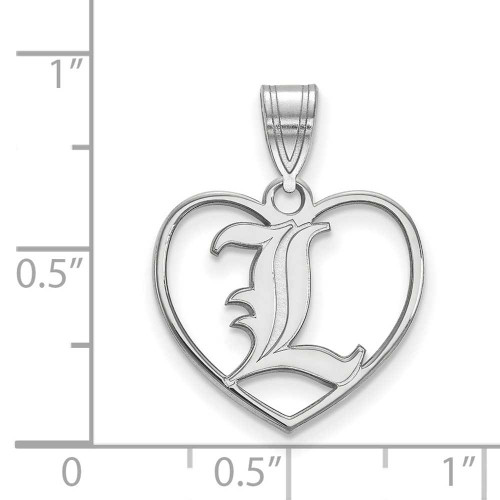 Image of Sterling Silver University of Louisville Pendant in Heart by LogoArt (SS013UL)