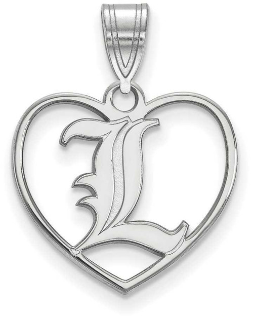 Image of Sterling Silver University of Louisville Pendant in Heart by LogoArt (SS013UL)