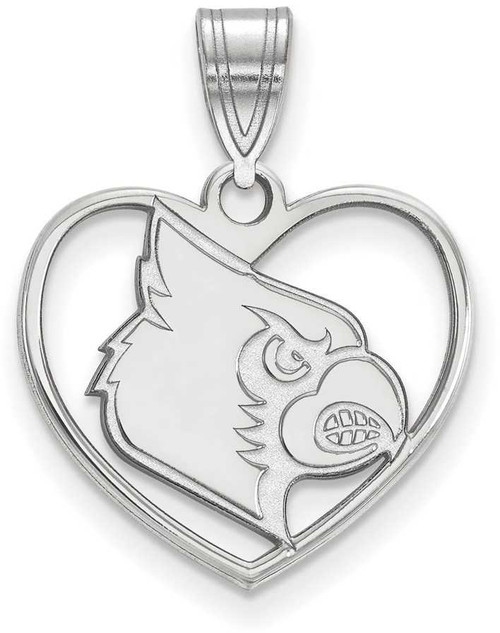 Image of Sterling Silver University of Louisville Pendant in Heart by LogoArt (SS052UL)