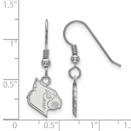 Image of Sterling Silver University of Louisville Small Dangle Earrings LogoArt (SS044UL)