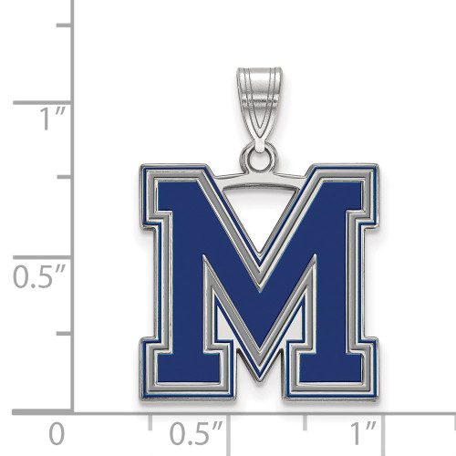 Sterling Silver University of Memphis Large Enamel Pendant by LogoArt (SS064UMP)