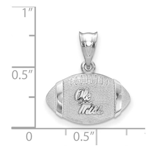 Image of Sterling Silver University of Mississippi 3D Football w/ Logo Pendant by LogoArt