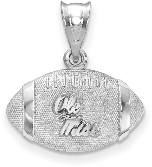 Image of Sterling Silver University of Mississippi 3D Football w/ Logo Pendant by LogoArt