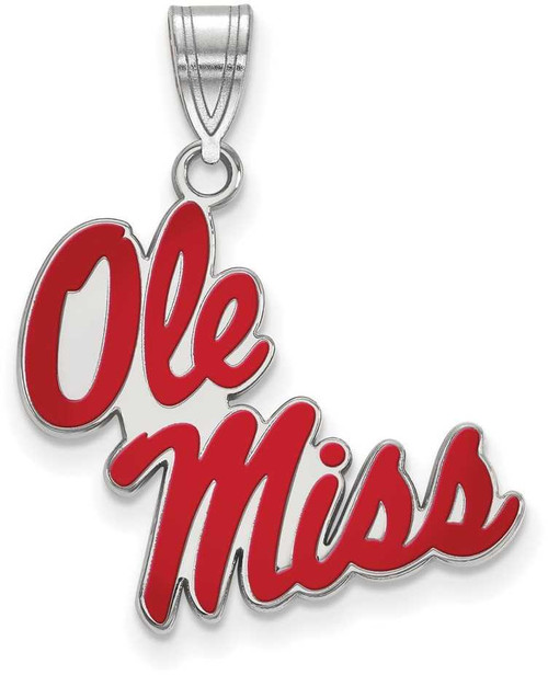 Image of Sterling Silver University of Mississippi Large Enamel Pendant LogoArt SS057UMS