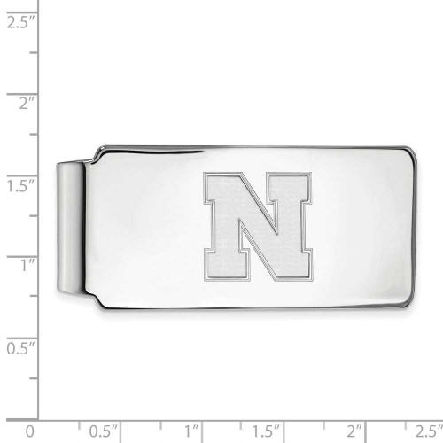 Image of Sterling Silver University of Nebraska Money Clip by LogoArt (SS052UNE)