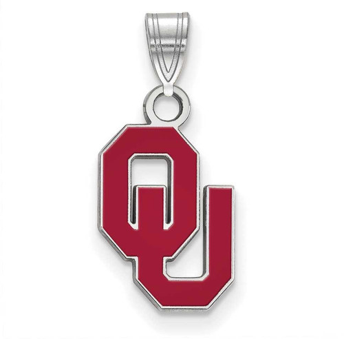 Image of Sterling Silver University of Oklahoma Small Enamel Pendant by LogoArt