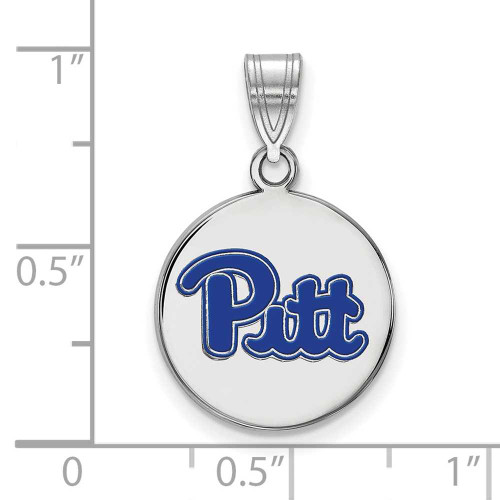 Image of Sterling Silver University of Pittsburgh Medium Enamel Disc Pendant by LogoArt