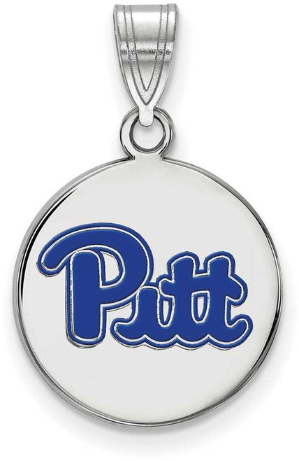 Image of Sterling Silver University of Pittsburgh Medium Enamel Disc Pendant by LogoArt