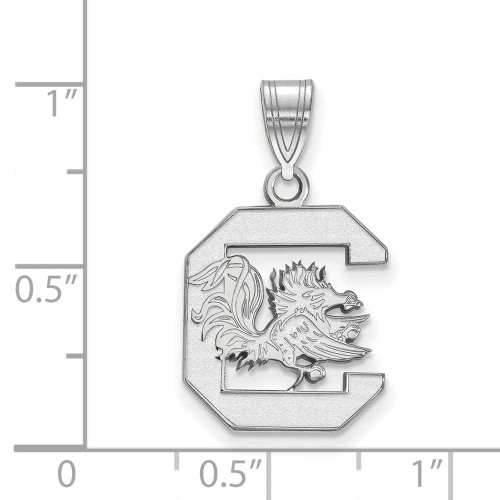 Image of Sterling Silver University of South Carolina Medium Pendant by LogoArt SS003USO