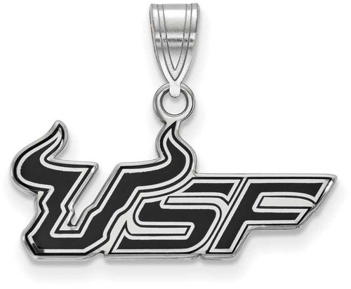 Image of Sterling Silver University of South Florida Medium Enamel Pendant by LogoArt