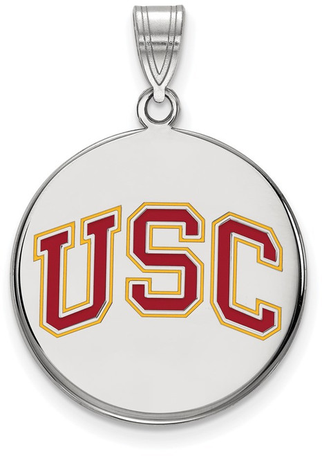 Sterling Silver University of Southern California Disc Pendant LogoArt SS051USC