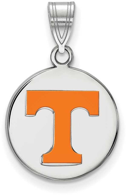 Image of Sterling Silver University of Tennessee Medium Enamel Disc Pendant by LogoArt