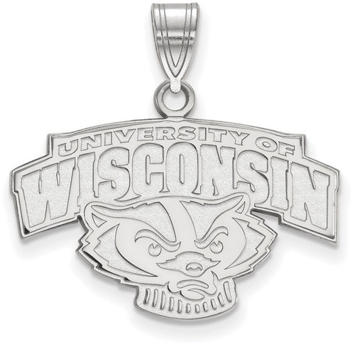 Sterling Silver University of Wisconsin Medium Pendant by LogoArt (SS076UWI)