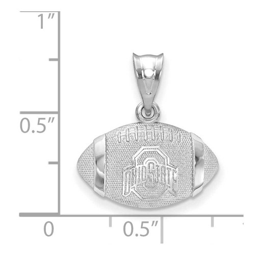 Image of Sterling Silver University Ohio State Athletic 3D Football Pendant LogoArt SS506