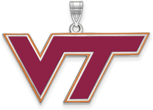 Image of Sterling Silver Virginia Tech Large Enamel Pendant by LogoArt