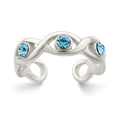 Image of Sterling Silver w/ Blue Stellux Crystal Toe Ring