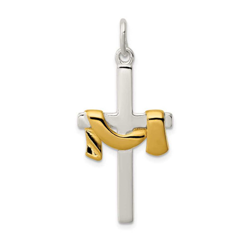 Image of Sterling Silver w/ Gold-Plated Draped Cross Pendant
